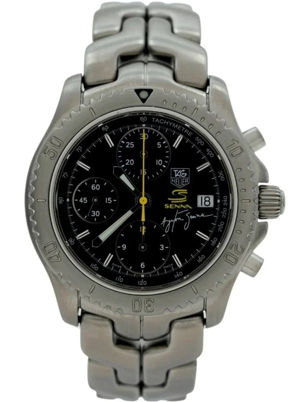 Tag Heuer 42mm Men's Link Limited Edition Aryton Senna Black Watch! Ref: CT2115!